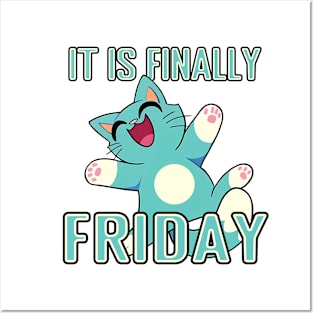 Cartoon Cat - Finally Friday Posters and Art